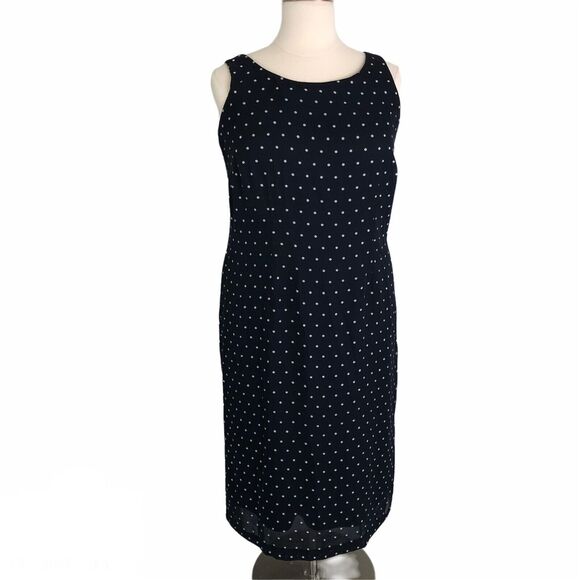 K & Company Career Chiffon Jacket Dress Lined Polka Dot Short Sleeves Boat Neck - Picture 10 of 12